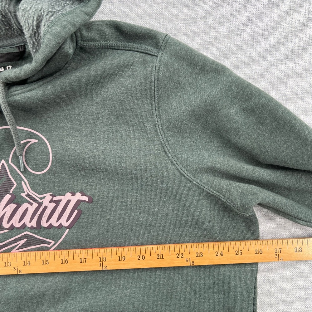 Carhartt Women's 2X Relaxed Fit Midweight C Logo Graphic Sweatshirt Green - Picture 6 of 10